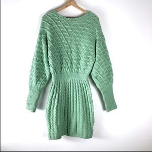 Lulu’s Sweater Dress Balloon Sleeve Mint Green XL